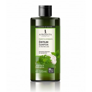 Cleansing shampoo for greasy hair with nettle and white clay