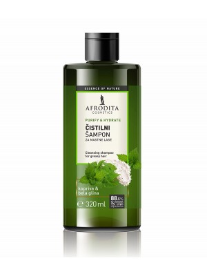 Cleansing shampoo for greasy hair with nettle and white clay