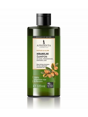 Nourishing shampoo for dry, damaged hair with argan oil and keratin