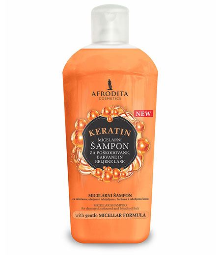 Šampon za poškodovane, barvane in beljene lase KERATIN